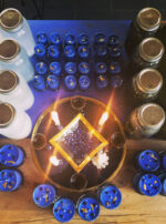 Jupiter in Sagittarius II altarscape main candles water frankincense