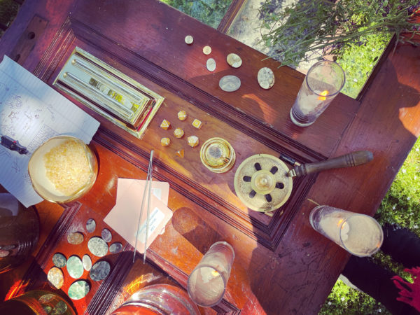 Mercury in Gemini Dice above altarscape Mercury in Gemini Dice above altarscape