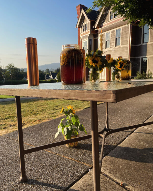 House Altar Sunflowers Water Bottle Oil Golden Sol Sun in Leo Sphere and Sundry House Altar Sunflowers Water Bottle Oil Golden Sol Sun in Leo Sphere and Sundry